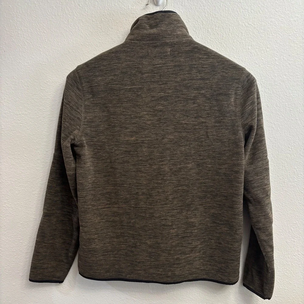 Banana Republic Men M Brown Quarter Zip Pullover Arctic Fleece Marled Pocket